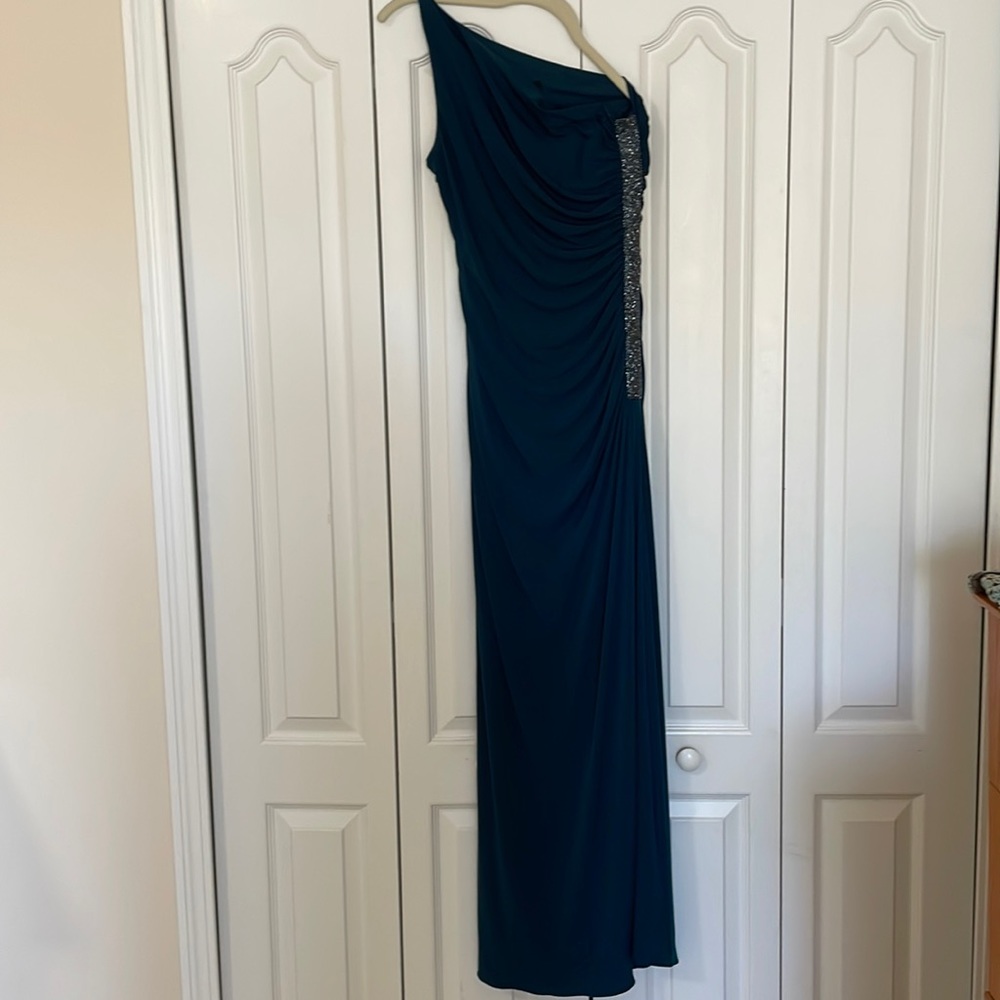 Teal one shoulder evening/prom dress